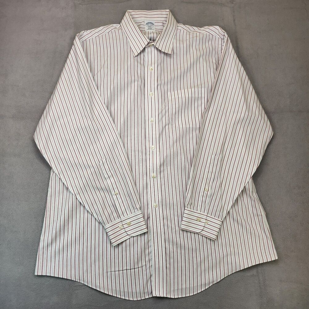 Brooks Brothers 346‎ Slim Fit Dress Shirt Men's 17.5-4/5 Striped Non-Iron L/S